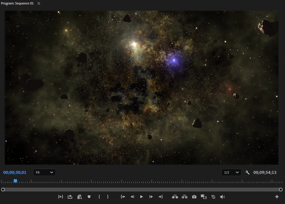 Premiere Pro Program monitor showing stock footage placed by VoxVision