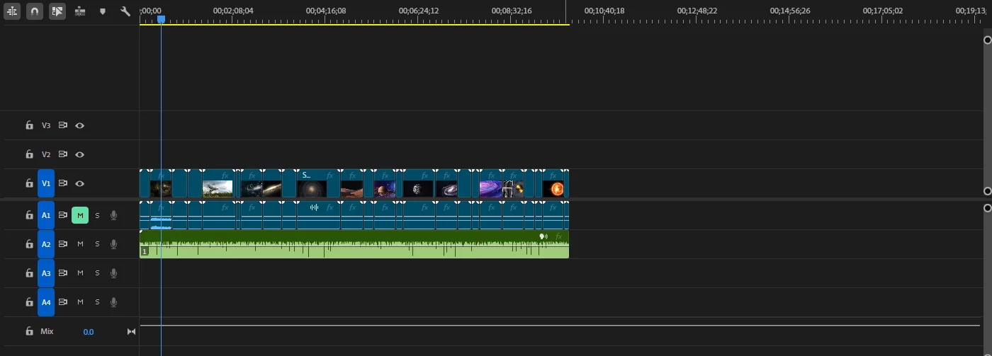 VoxVision's clips placed on the Premiere Pro timeline above the voiceover